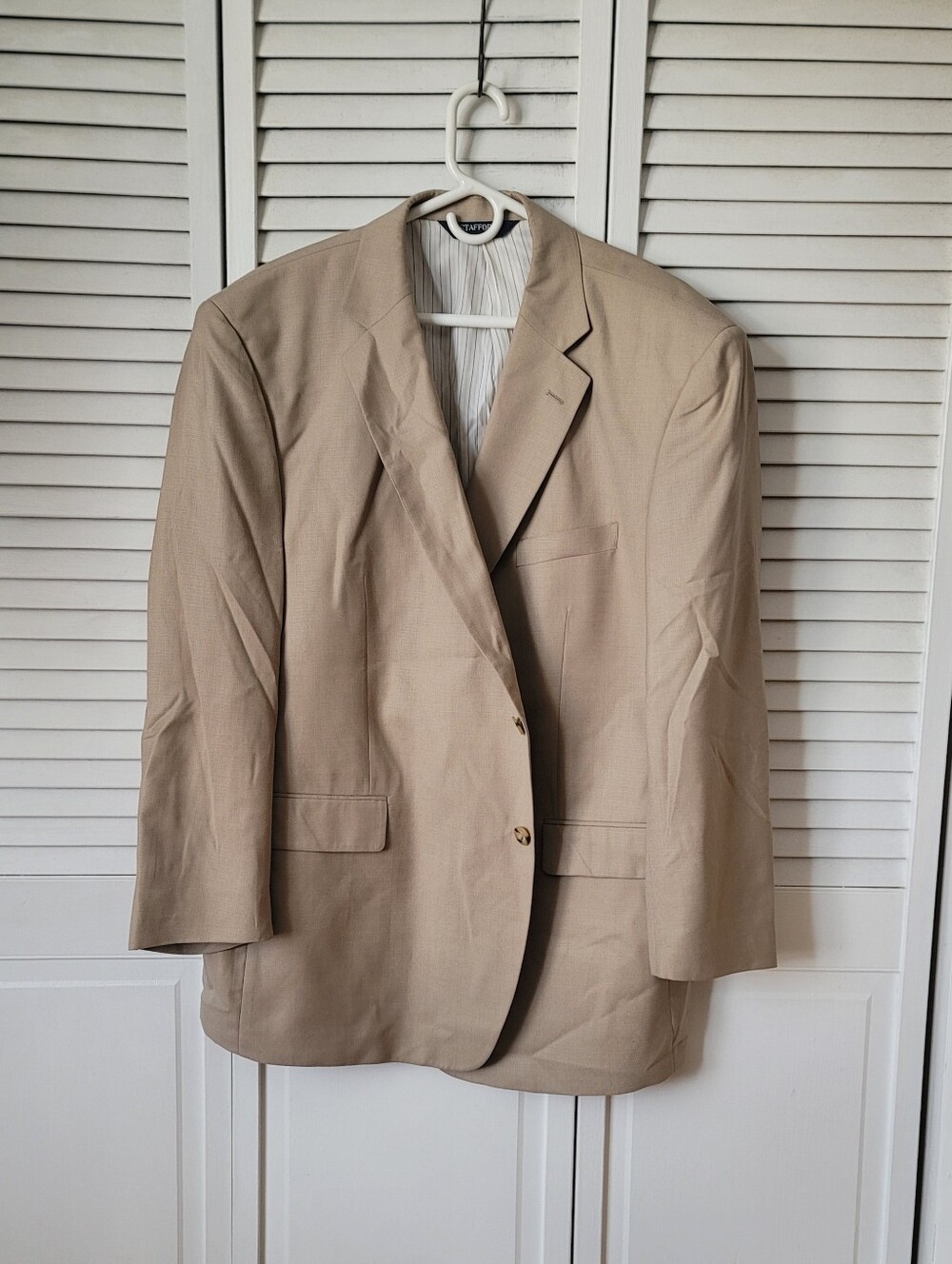 STAFFORD Men's Beige Two-Button Men's Blazer, Size 2XL